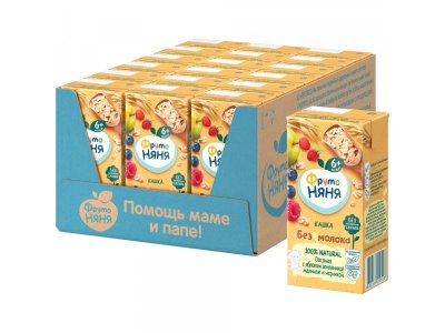 Кашка ФрутоНяня безмолочная овсяная, яблоко, земляника, малина, черника 200 мл 1-00358588_2