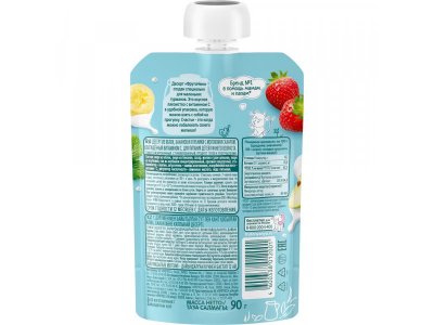 Десерт ФрутоНяня из молока и фруктов Яблоко, банан, клубника с сахаром 90 г 1-00431202_2