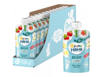 Десерт ФрутоНяня из молока и фруктов Яблоко, банан, клубника с сахаром 90 г 1-00431202_3