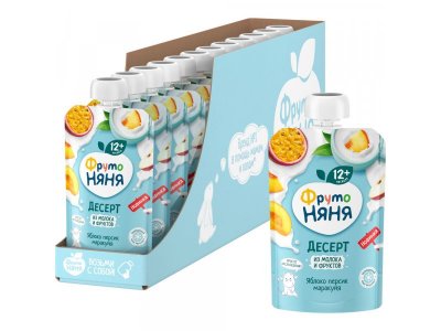 Десерт ФрутоНяня из молока и фруктов Яблоко, персик, маракуйя с сахаром 90 г 1-00431203_2