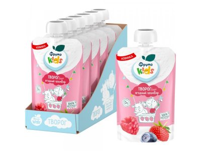 Творог ФрутоKids Ягодный пломбир 4,2%, 90 г пауч 1-00434200_6