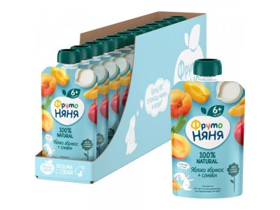 Пюре Фрутоняня Яблоко абрикос сливки 90 г дойпак 1-00078356_3