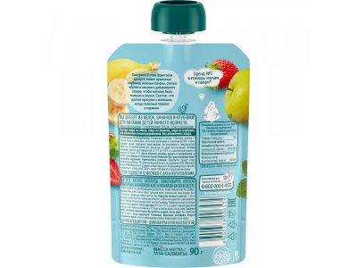 Пюре Фрутоняня Десерт из яблок, бананов и клубники 90 г дойпак 1-00078357_2