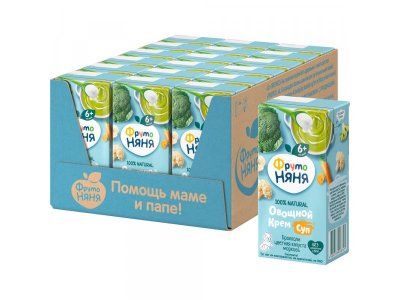 Крем-суп овощной Фрутоняня Брокколи, цветная капуста и морковь со сливками 200 мл 1-00212543_2