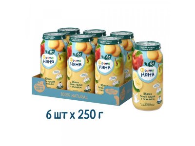 Пюре ФрутоНяня Яблоко малина со сливками 250 г 1-00385662_2