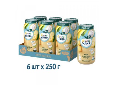 Пюре ФрутоНяня Банан с йогуртом и печеньем 250 г 1-00385661_2