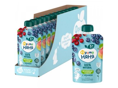 Пюре ФрутоНяня Витаминный салатик с черникой 90 г 1-00431201_4