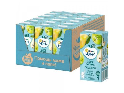 Сок Фрутоняня без сахара яблоко, груша 200 мл 1-00000885_3