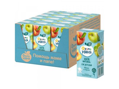 Сок Фрутоняня без сахара яблоко, персик 200 мл 1-00000886_3