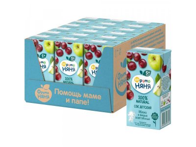 Сок ФрутоНяня Яблоко, вишня осветленный, 200 мл 1-00126228_3