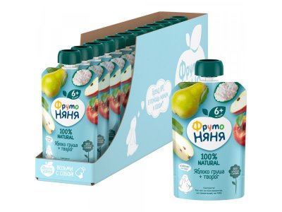 Пюре ФрутоНяня Яблоко, груша с творогом 90 г дойпак 1-00208944_3