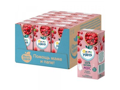 Морс ФрутоНяня из клюквы и малины, 0,2 л 1-00225277_2