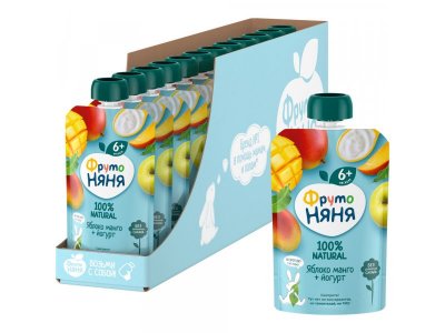 Пюре ФрутоНяня Яблоко, манго с йогуртом 90 г 1-00268086_2