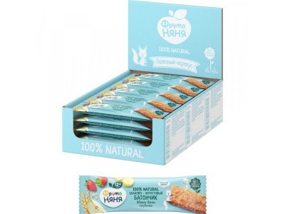 Батончик злаково-фруктовый ФрутоНяня Яблоко-Банан-Клубника 25 г 1-00280864_4