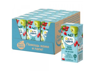 Сок ФрутоНяня Яблоко и шиповник осветленный 200 мл 1-00385657_2