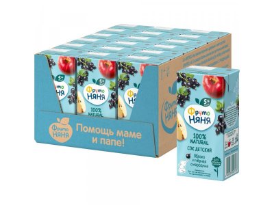 Сок ФрутоНяня Яблоко и черная смородина осветленный 200 мл 1-00385659_3