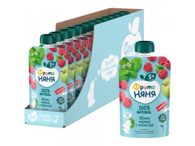 Пюре ФрутоНяня Яблоко, малина с мелиссой 90 г 1-00426727_3