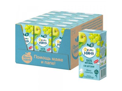 Сок ФрутоНяня яблоко и виноград осветленный 200 мл 1-00432158_7