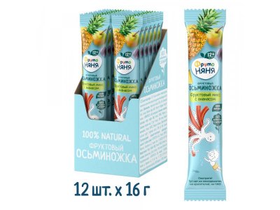 Кусочки фруктовые ФрутоНяня Осьминожка из груш, яблок, слив и ананасов 16 г 1-00446284_2