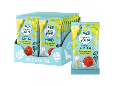 Кусочки фруктовые ФрутоНяня Улитка из яблок, груш, слив и винограда 15 г 1-00446285_2