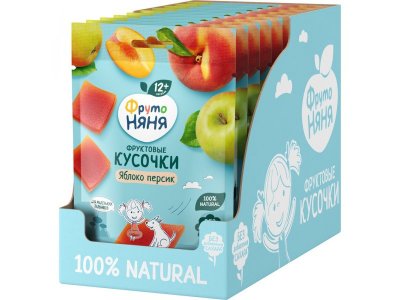 Фруктовые кусочки ФрутоНяня Яблоко, персик 53 г 1-00209693_2