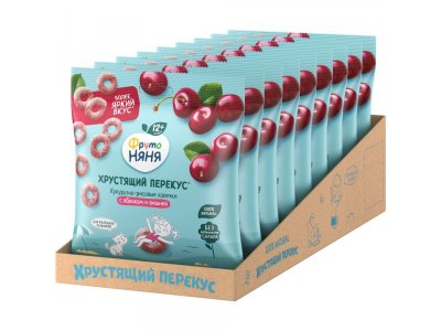 Фрутопаффсы ФрутоНяня кукурузно-рисовые с яблоком и вишней, 21 г 1-00381309_2