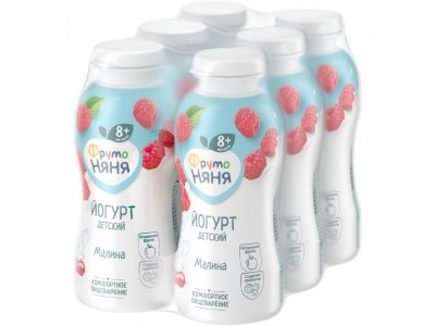 Йогурт питьевой ФрутоНяня, с малиной 2,5% 200 мл 1-00101107_9