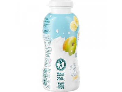 Йогурт питьевой ФрутоНяня, с яблоком и бананом 2,5% 200 г 1-00101108_10