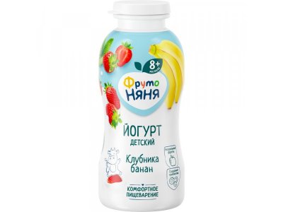 Йогурт питьевой ФрутоНяня, с клубникой и бананом 2,5% 200 мл 1-00101109_2
