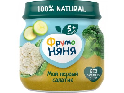 Пюре ФрутоНяня Мой первый салатик из брокколи, кабачков и цветной капусты 80 г 1-00312858_2