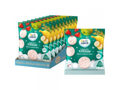 Мини-хлебцы ФрутоНяня рисовые с яблоком, клубникой, бананом и пребиотиком, 30 г 1-00346208_6