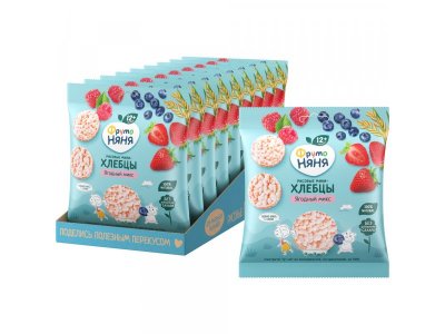 Мини-хлебцы ФрутоНяня рисовые Ягодный микс с яблоком, клубникой, черникой и малиной 30 г 1-00446286_5