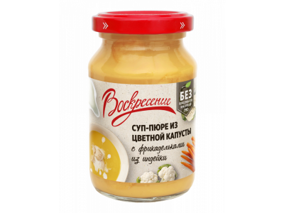 Суп-пюре Воскресение из цветной капусты с фрикадельками из индейки 190 г 1-00419763_2