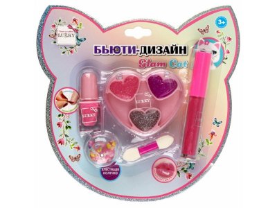 Набор детской косметики Lukky Бьюти Дизайн Glam Cat 3-х цветн. гель-тени с аппликат., лак для ногт. 1-00474370_6