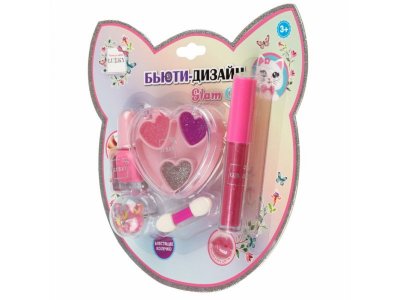 Набор детской косметики Lukky Бьюти Дизайн Glam Cat 3-х цветн. гель-тени с аппликат., лак для ногт. 1-00474370_10