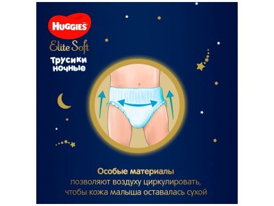 Подгузники-трусики Huggies Elite Soft ночные 5 12-17 кг, 17 шт. 1-00251472_8