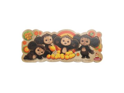 Игрушка деревянная Буратино Чебурашка Рамка-вкладыш разноцветный 100460682