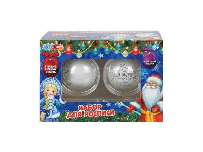 Набор для росписи ёлочной игрушки MultiArt, 2 шара разноцветный 100474270