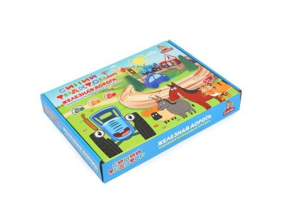 Деревянная железная дорога СИНИЙ ТРАКТОР 21 элемент, коробка Буратино в кор.40шт 1-00475214_2