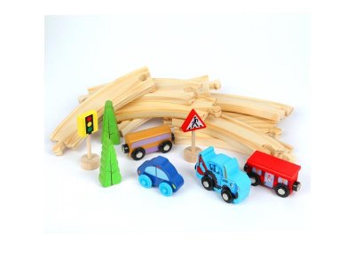 Деревянная железная дорога СИНИЙ ТРАКТОР 21 элемент, коробка Буратино в кор.40шт 1-00475214_3