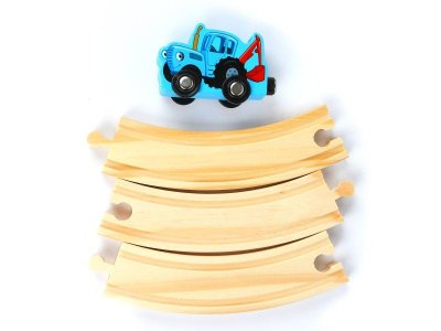 Деревянная железная дорога СИНИЙ ТРАКТОР 21 элемент, коробка Буратино в кор.40шт 1-00475214_6