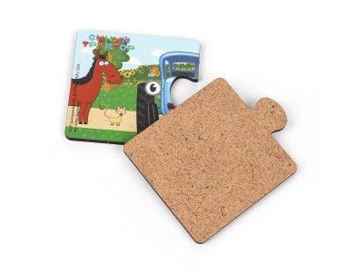 Игрушка деревянная пазл  12,5*6 см. СИНИЙ ТРАКТОР терм. пакет Буратино в кор.15шт 1-00475216_3