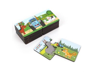 Игрушка деревянная пазл  12,5*6 см. СИНИЙ ТРАКТОР терм. пакет Буратино в кор.15шт 1-00475216_4