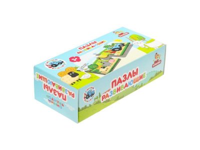 Игрушка деревянная пазл  12,5*6 см. СИНИЙ ТРАКТОР терм. пакет Буратино в кор.15шт 1-00475216_6