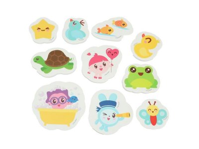 Игрушка пластизоль для ванны Малышарики набор стикеров EVA 10 шт, сетка КАПИТОШКА в кор.50наб 1-00475218_3