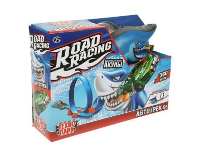 Игрушка пластик ROAD RACING автотрек с акулой. 1 машинка, 1 петля, кор. Технопарк в кор.2*15шт 1-00475233_7