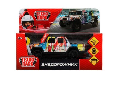 Машина металл свет-звук ВНЕДОРОЖНИК 12 см, дв. багаж., инерц., кор. Технопарк в кор.2*120шт разноцветный 100475236