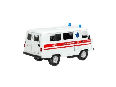 Машина металл свет-звук UAZ УАЗ 452 СКОРАЯ, 18,5 см, св-зв,дв,люк,баг,ин,бел Технопарк в кор.2*18шт 1-00475237_4