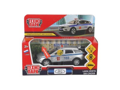 Машина металл свет-звук LADA VESTA SW CROSS ПОЛИЦИЯ 12 см, двер, багаж, кор. Технопарк в кор.2*36шт полиция 100475238