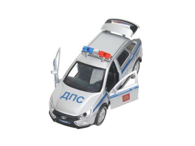 Машина металл свет-звук LADA VESTA SW CROSS ПОЛИЦИЯ 12 см, двер, багаж, кор. Технопарк в кор.2*36шт 1-00475238_4